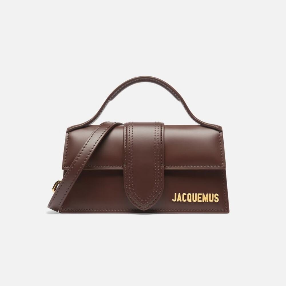 NWT Jacquemus Le Bambino Leather Bag Brown Gold Logo